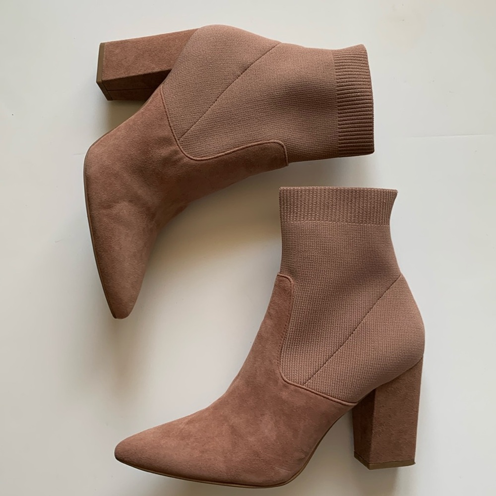 Steve Madden Dusty Pink suede pointed toe sock bootie 10
